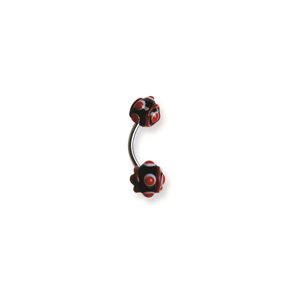 316L SRG GR SSTL 14G 7/16in.8mm Glass Space Balls Belly Ring