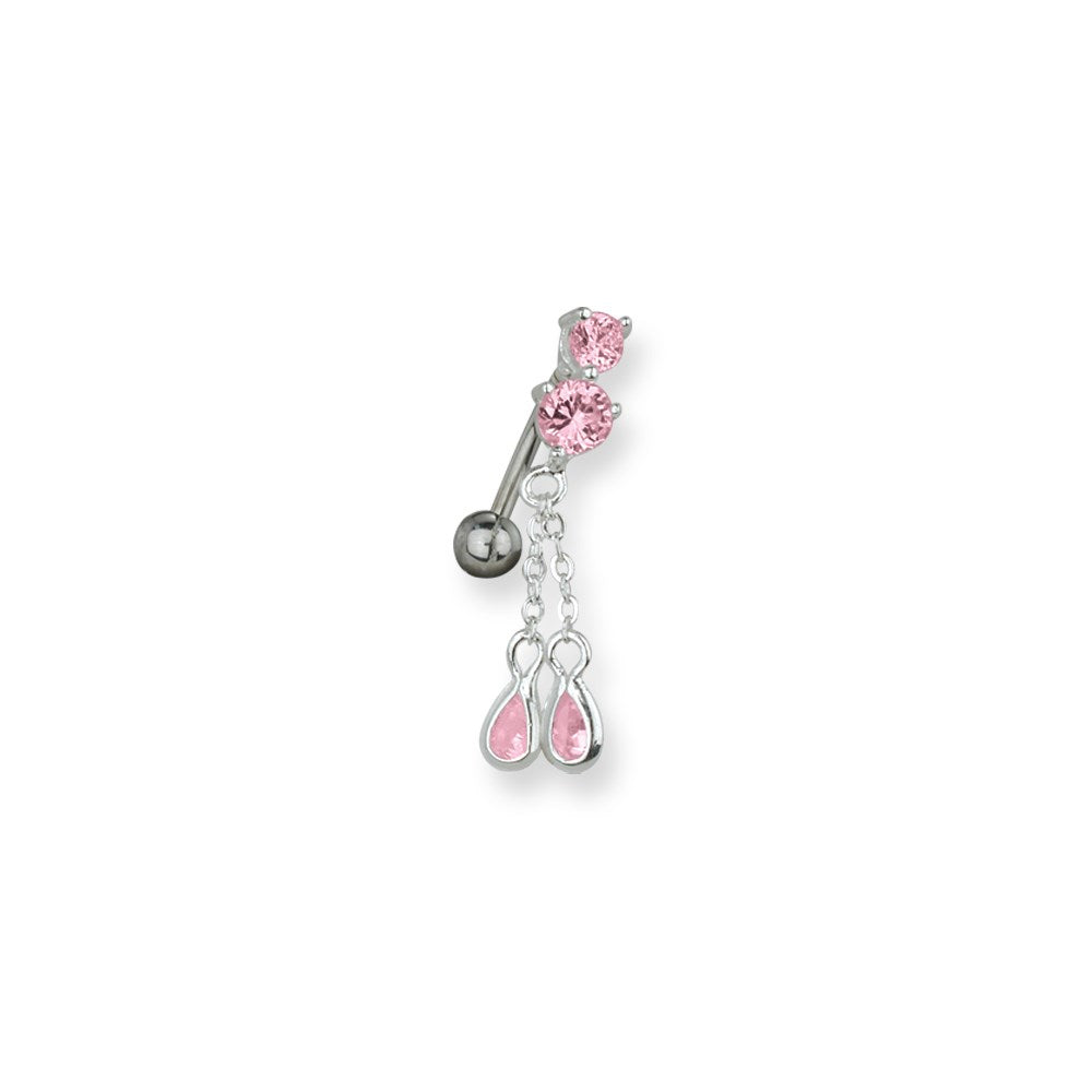 SGSS Curv BB w Upside Down Gem Charm 14G (1.6mm) 13/32 (11mm) Long