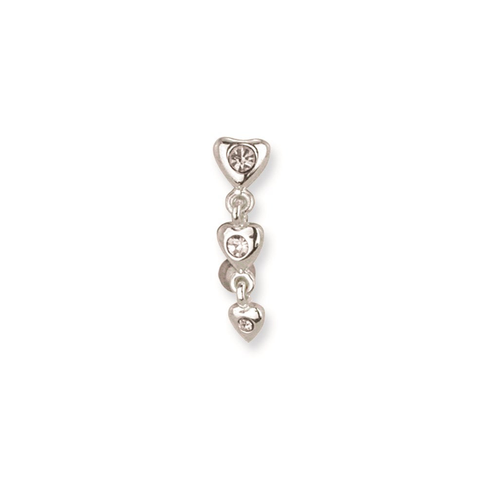 SGSS Curv BB w Upside Down Gem Charm 14G (1.6mm) 13/32 (11mm) Long