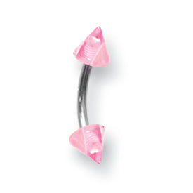 SGSS Curv BB w Acrylic Vert Layered Cones 16G (1.3mm) 3/8 (10mm) Long w BCVLVC16-40-44-PLC