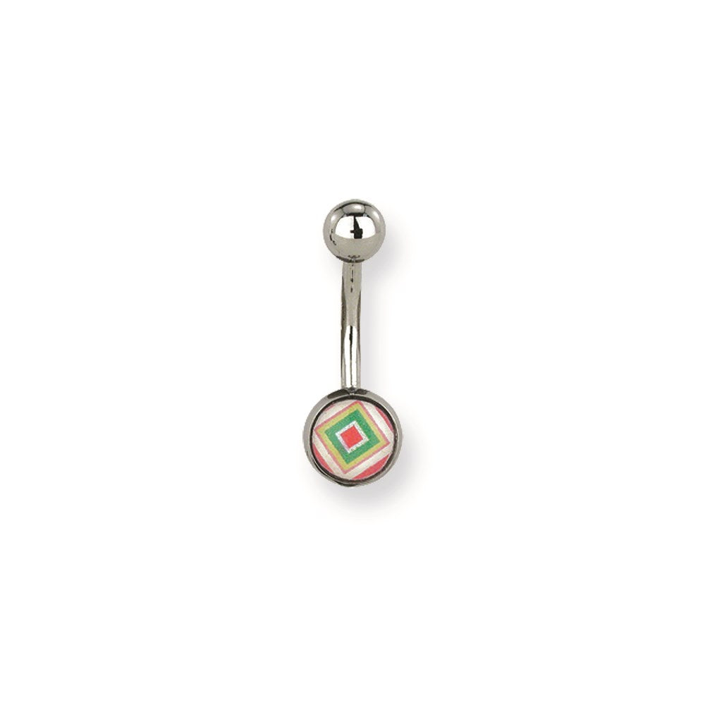 316L SRG GR SSTL 14G 7/16 Lg Expanding Square Belly Ring