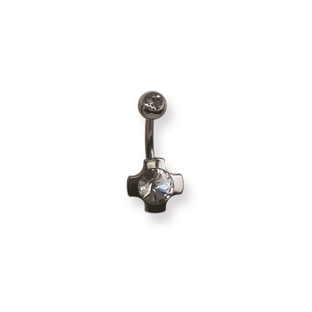 316L SRG GR SSTL 14G 13/32 Lg 5mm Ball 10mm Cross Belly Ring