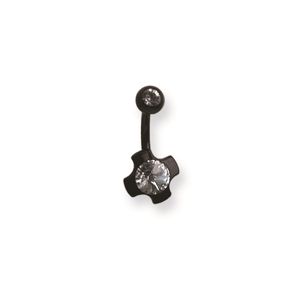 316L SRG GR SSTL 14G 13/32Plated Black Ball/Cross Belly Ring