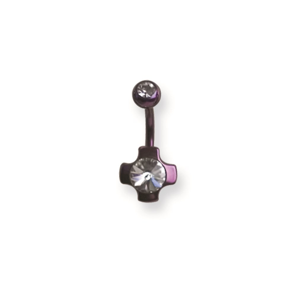 316L SRG GR SSTL 14G 13/32 Plated Pink Ball/Cross Belly Ring