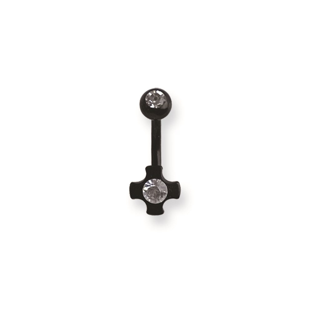 316L SRG GR SSTL 14G 13/32 Platd Black Ball/Cross Belly Ring