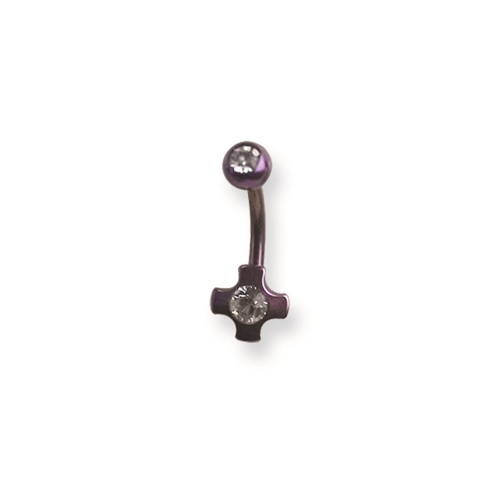 316L SRG GR SSTL 14G 13/32 Plated Pink Ball/Cross Belly Ring