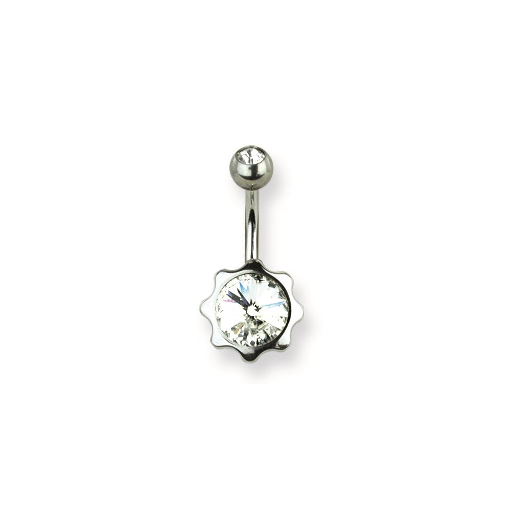 316L SRG GR SSTL 14G 13/32in.Clear CZ 5/11mm Star Belly Ring