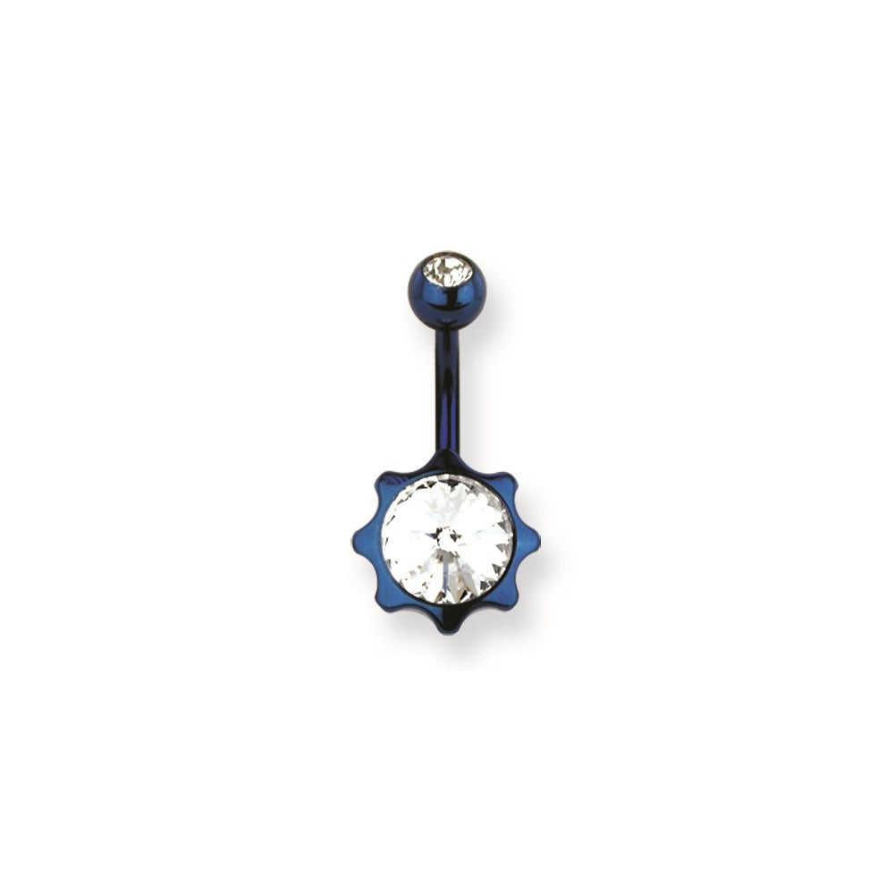 316L SRG GR SSTL 14G 13/32in.Cobalt w/Clr CZ Star Belly Ring