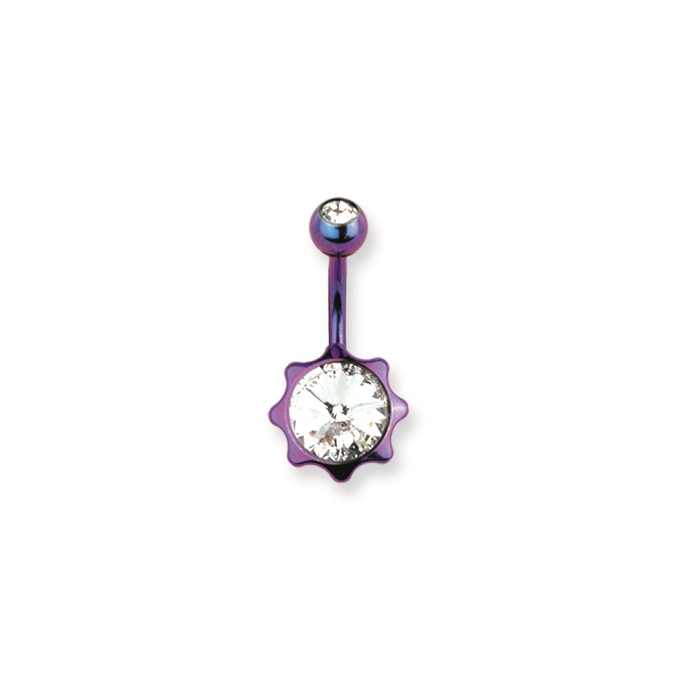 316L SRG GR SSTL 14G 13/32in.TTPrp w/Clr CZs Star Belly Ring