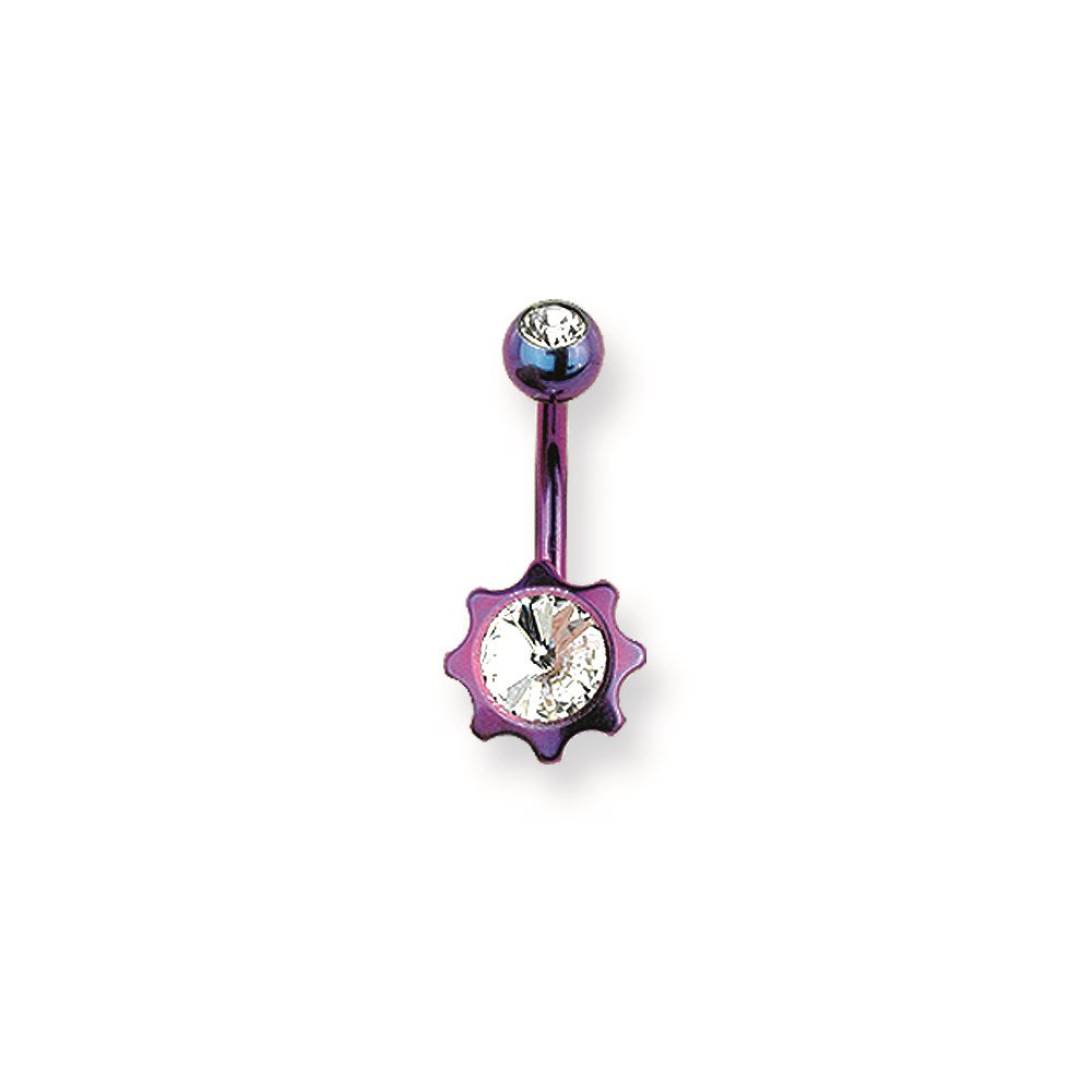 316L SRG GR SSTL 14G 13/32in.TTPrp w/Clr CZs Star Belly Ring