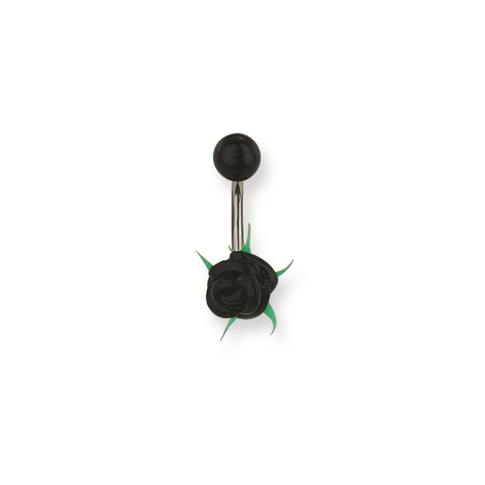 316L SRG GR SSTL 14G 7/16in.5mm/8mm UV Blk Flower Belly Ring