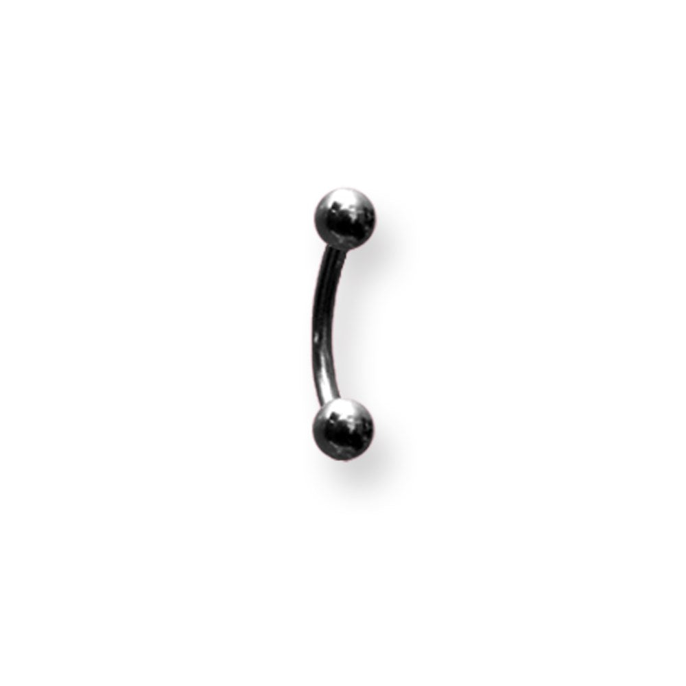 Solid Titanium Curv BB 16G (1.3mm) 5/16 (8mm) Long w 3mm Balls Black