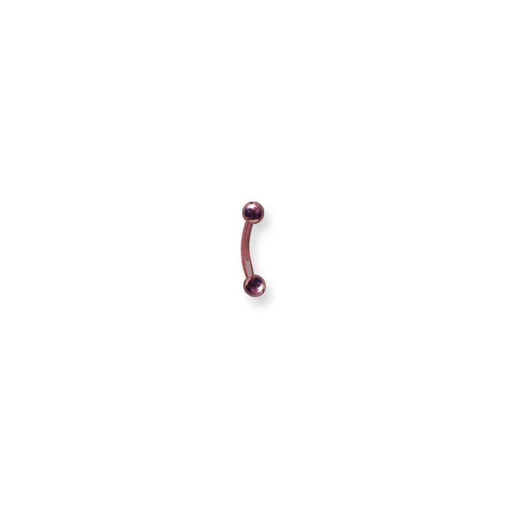 Plated SGSS Curv BB 16G (1.3mm) 5/16 (8mm) Long 3x3 Ball Ends Dark Pink