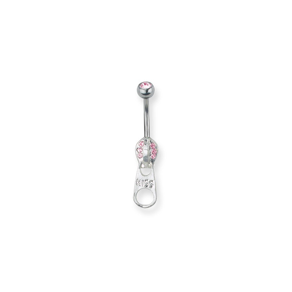 SGSS Curv BB w Zipper Charm & Stl Ball 14G (1.6mm) 7/16 (12mm) Long Cur