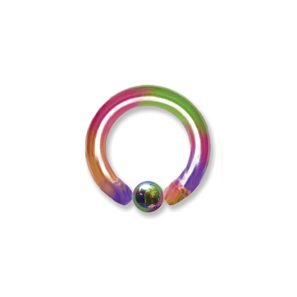 10G (2.6mm) 1/2 (13mm) Long w/ 5mm Ball Rainbow (ZR-DS09) 10G (2.6mm) 1