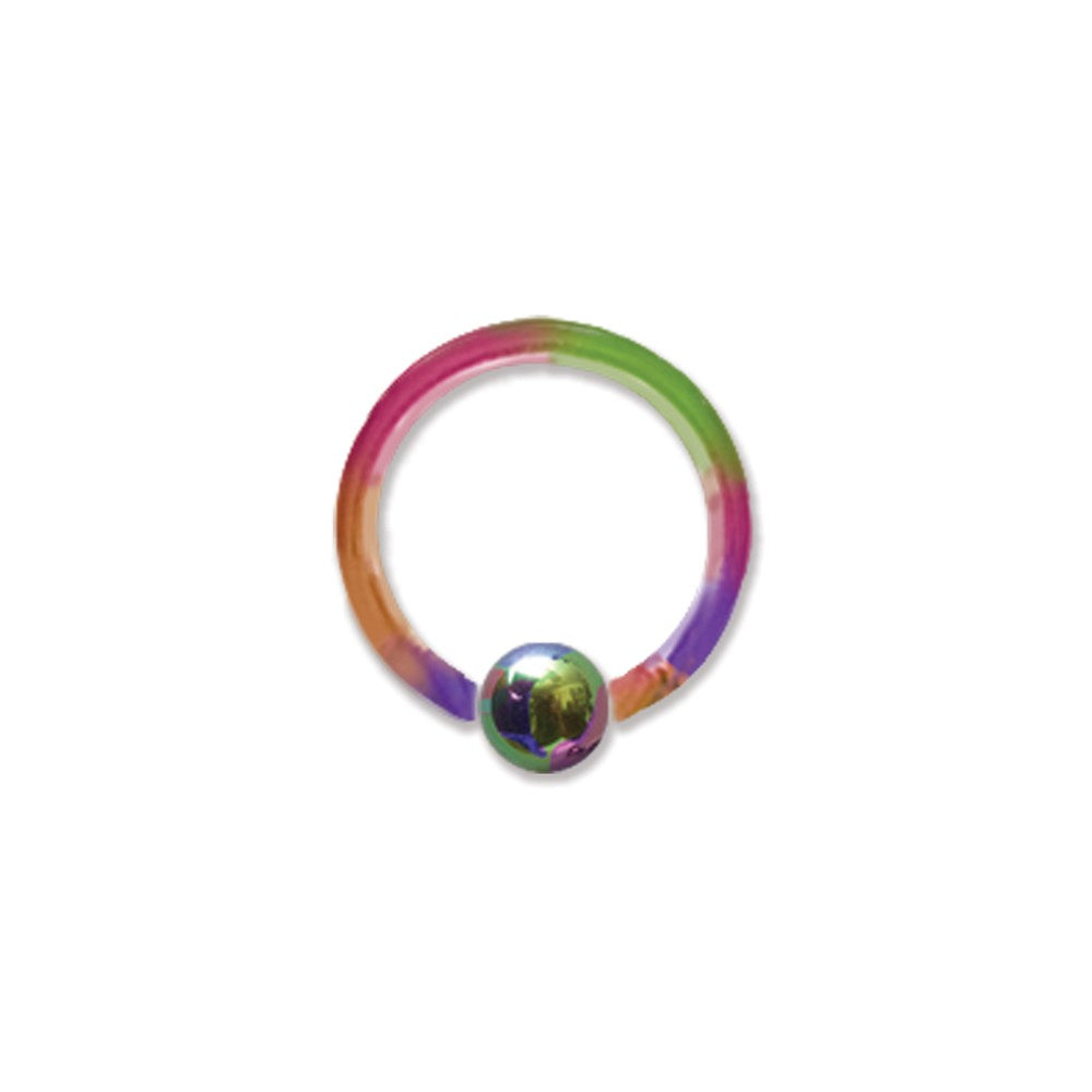 14G (1.6mm) 3/8 (10mm) Long w/ 4mm Ball Rainbow (ZR-DS09) 14G (1.6mm) 3