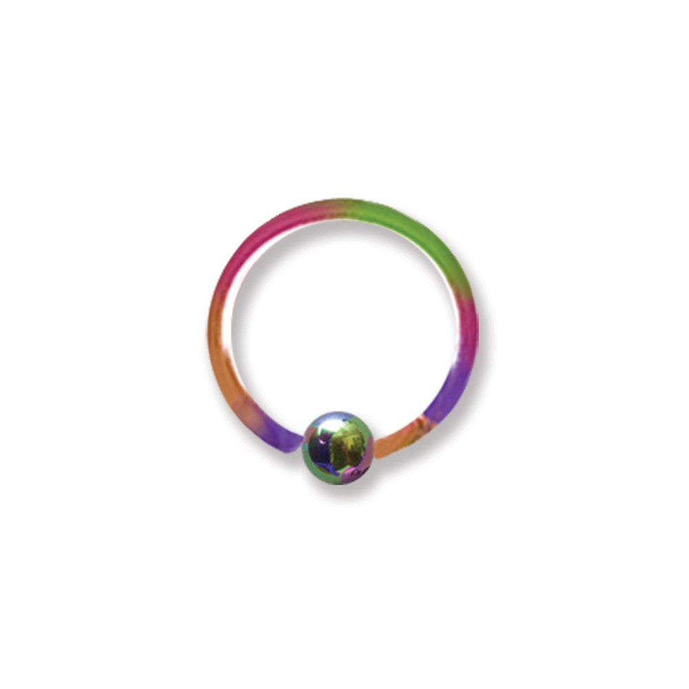 14G (1.6mm) 7/16 (12mm) Long w/ 4mm Ball Rainbow (ZR-DS09) 14G (1.6mm)