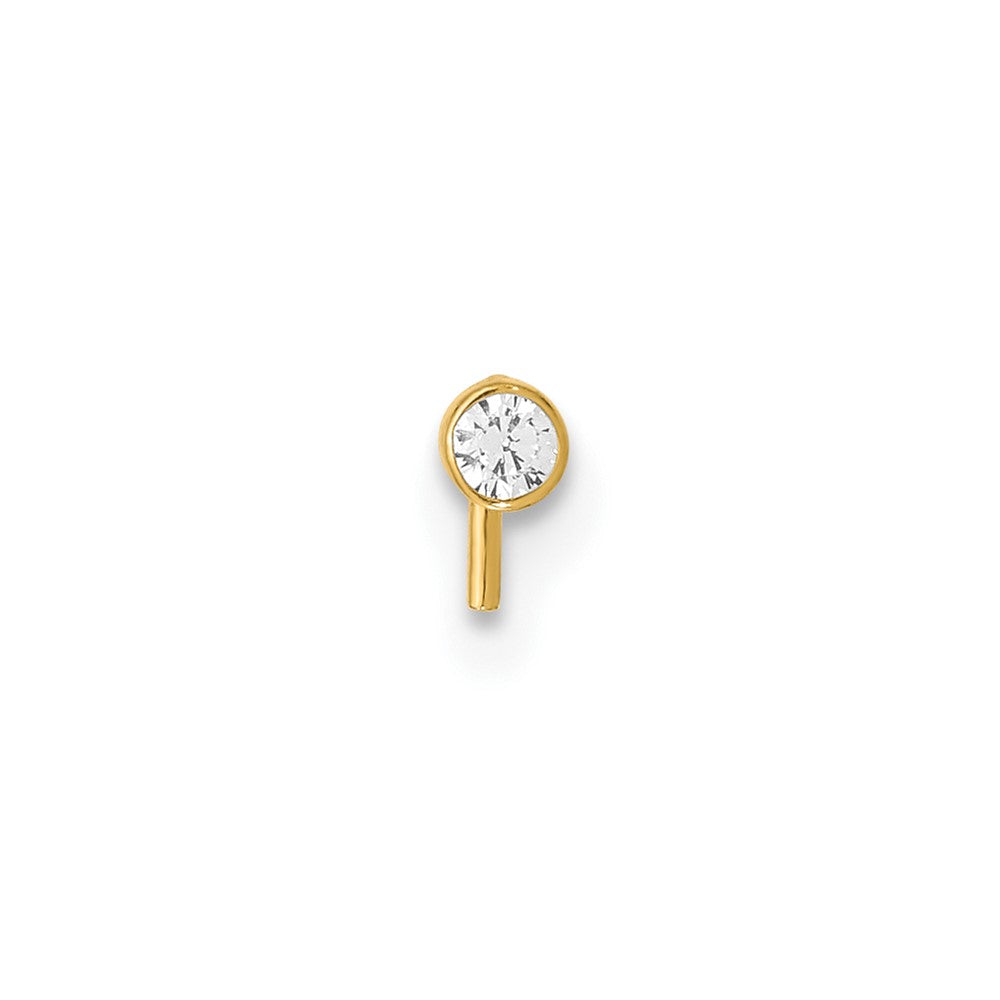 14k 22 Gauge 2.5mm CZ Nose Stud