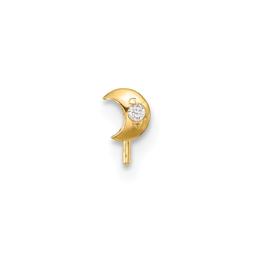 14k 23 Gauge CZ Moon Nose Stud