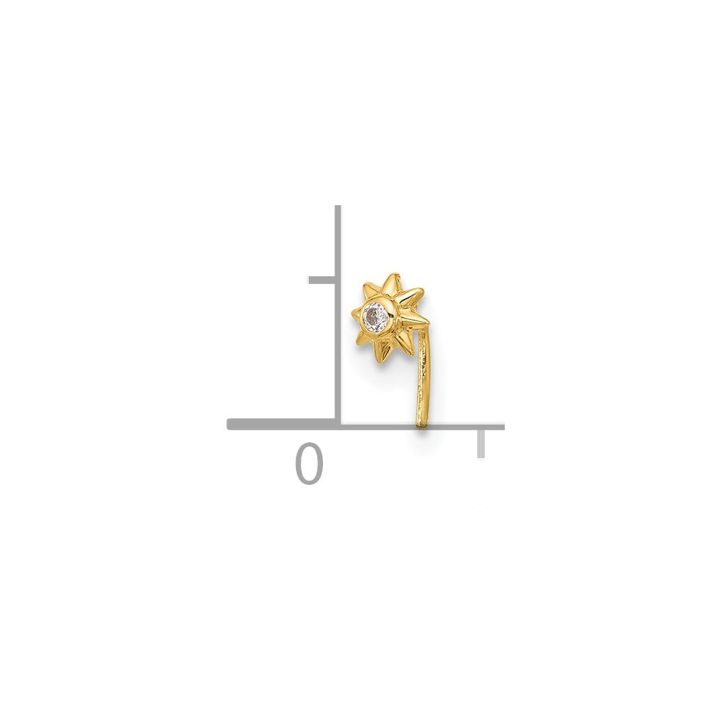 14k 23 Gauge CZ Sun Nose Stud