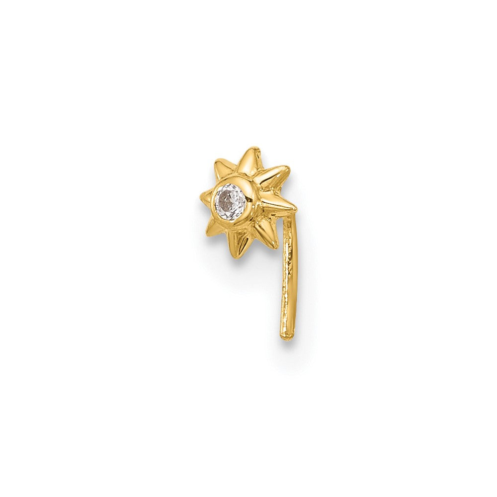 14k 23 Gauge CZ Sun Nose Stud