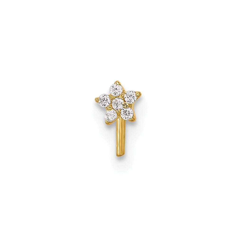 14k 22 Gauge CZ Star Nose Stud