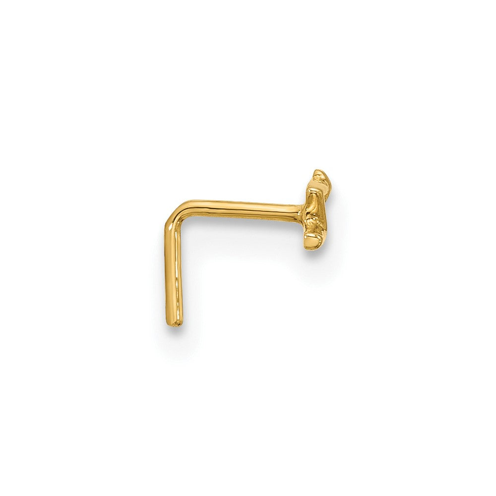 14k 22 Gauge Lightning Bolt Nose Stud