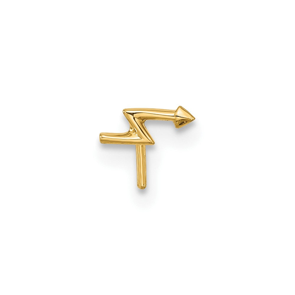 14k 22 Gauge Lightning Bolt Nose Stud