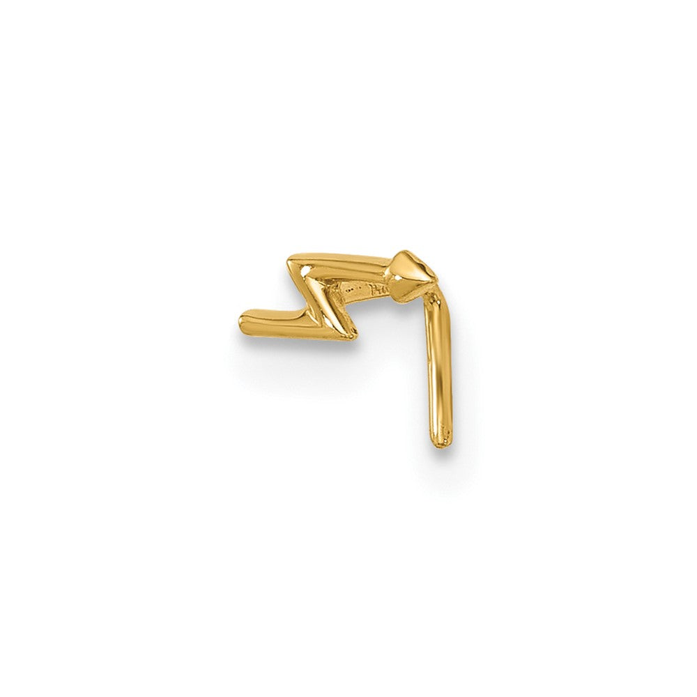 14k 22 Gauge Lightning Bolt Nose Stud