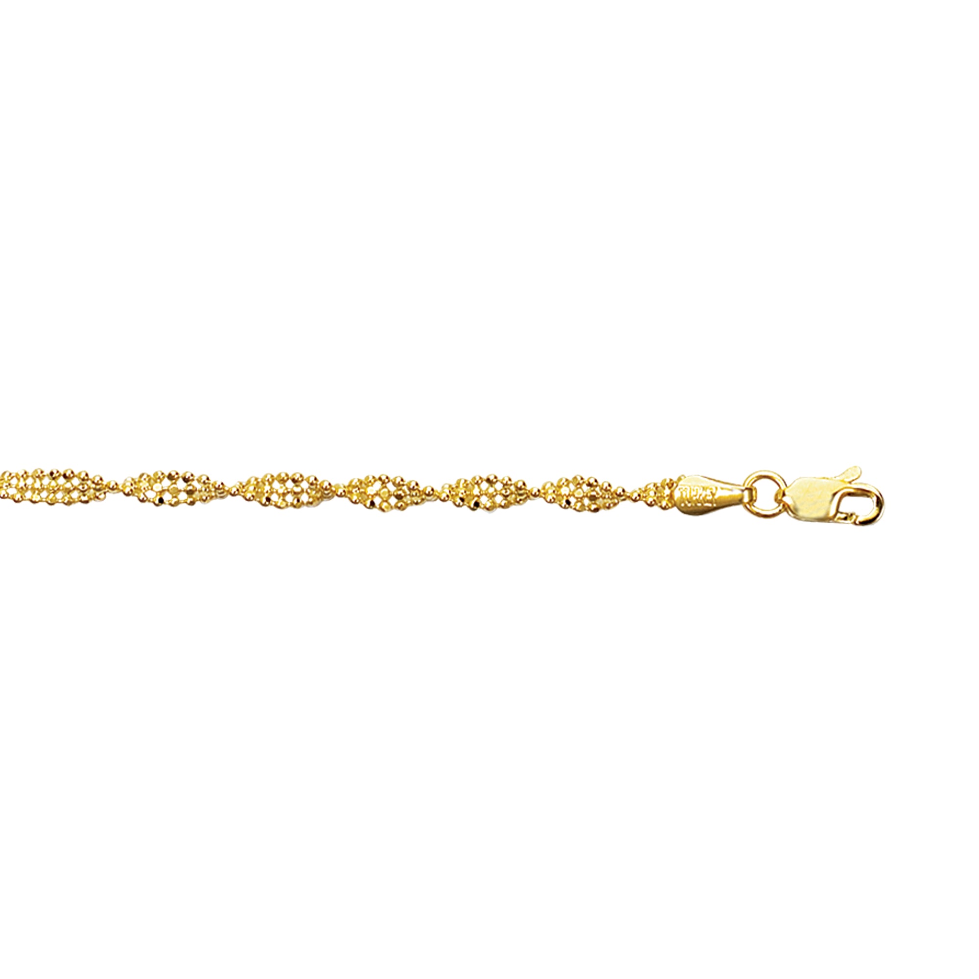 14K Yellow Gold 7" Twisted Bead Bracelet 