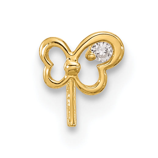 14k CZ Butterfly Nose Stud BD110