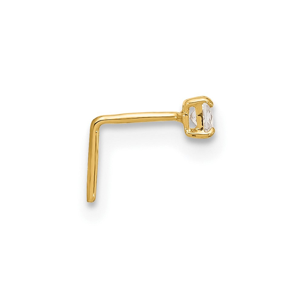 14k 22 Gauge  2.5mm Square CZ Nose Stud