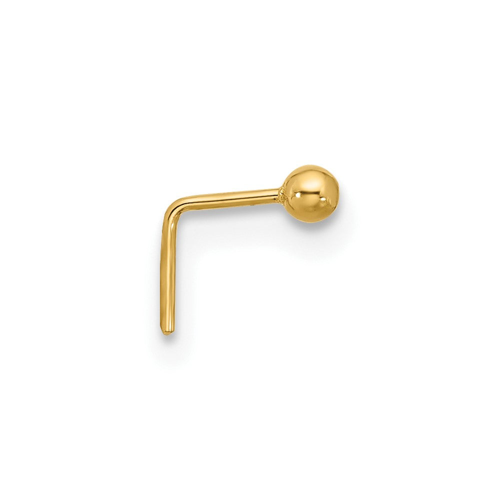 14k 22 Gauge Polished 2mm Ball Nose Stud