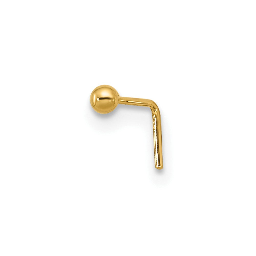 14k 22 Gauge Polished 2mm Ball Nose Stud