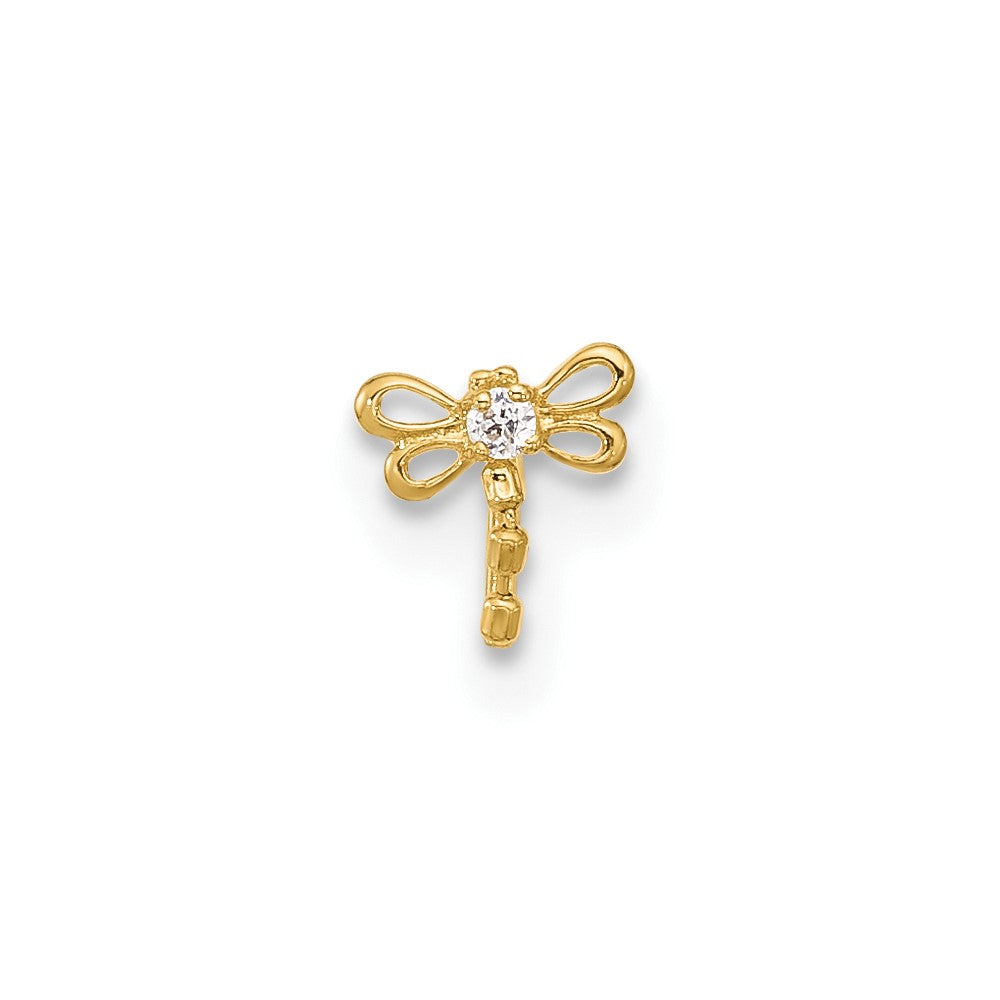 14k 22 Gauge CZ Butterfly Nose Stud