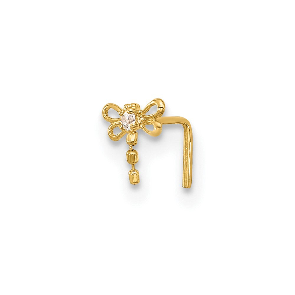 14k 22 Gauge CZ Butterfly Nose Stud