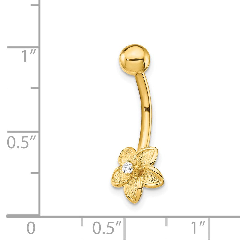 14k 14 Gauge CZ Flower Belly Ring