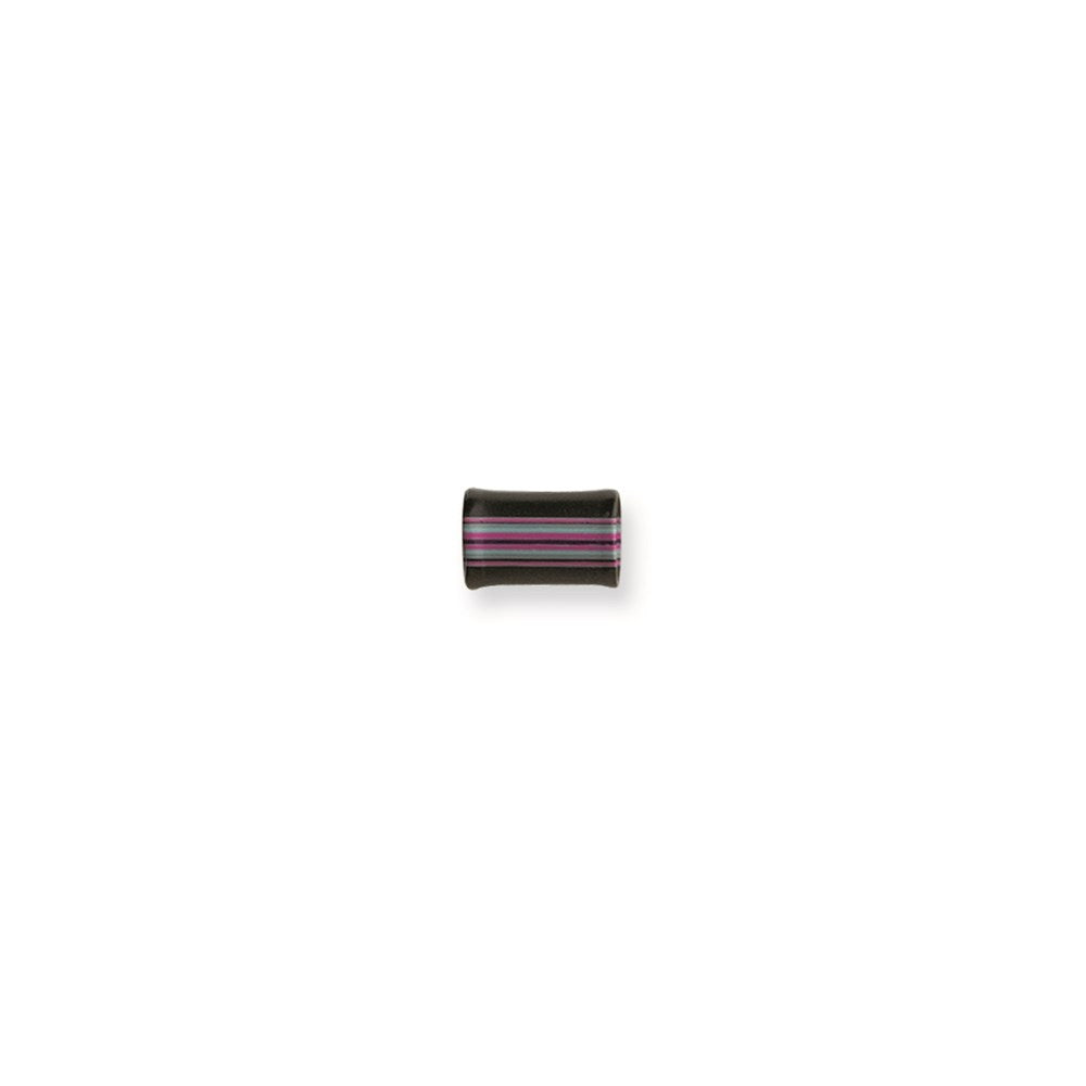 Acrylic 0G 1/2in.Lg Layered Flanged Blk Pnk Aqu Stripes Plug