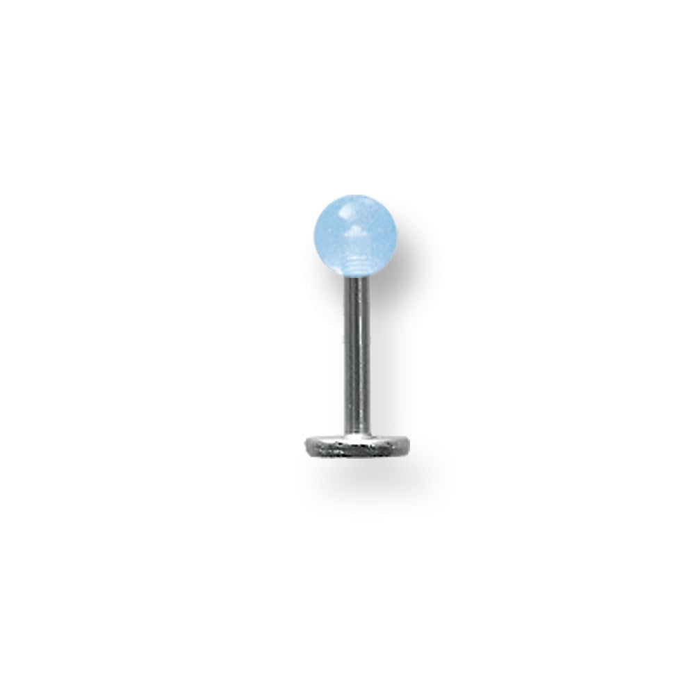 SGSS Labret w Thrd Glow Ball End 14G (1.6mm) 5/16 (8mm) Long w 4mm Ball