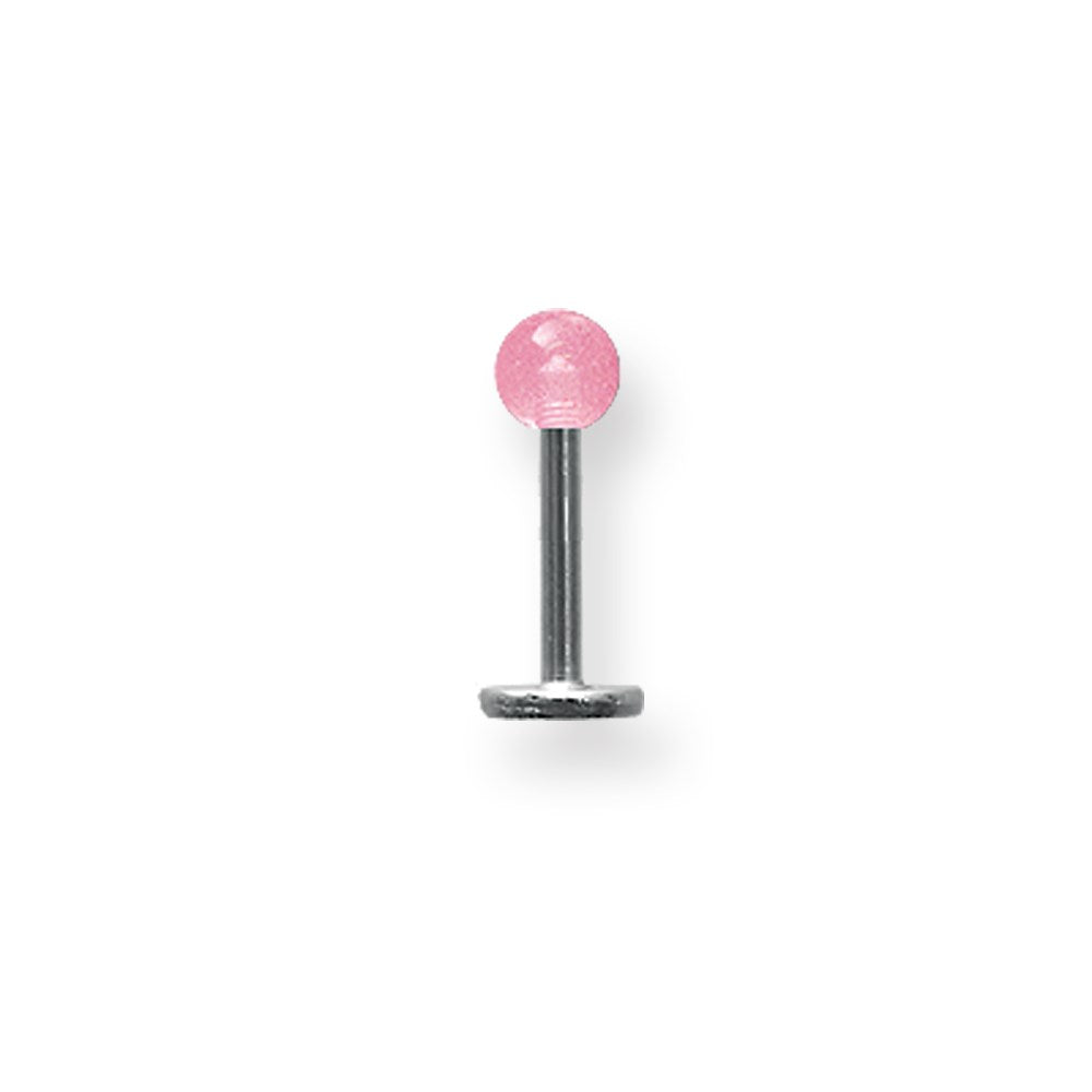 SGSS Labret w Thrd Glow Ball End 14G (1.6mm) 5/16 (8mm) Long w 4mm Ball