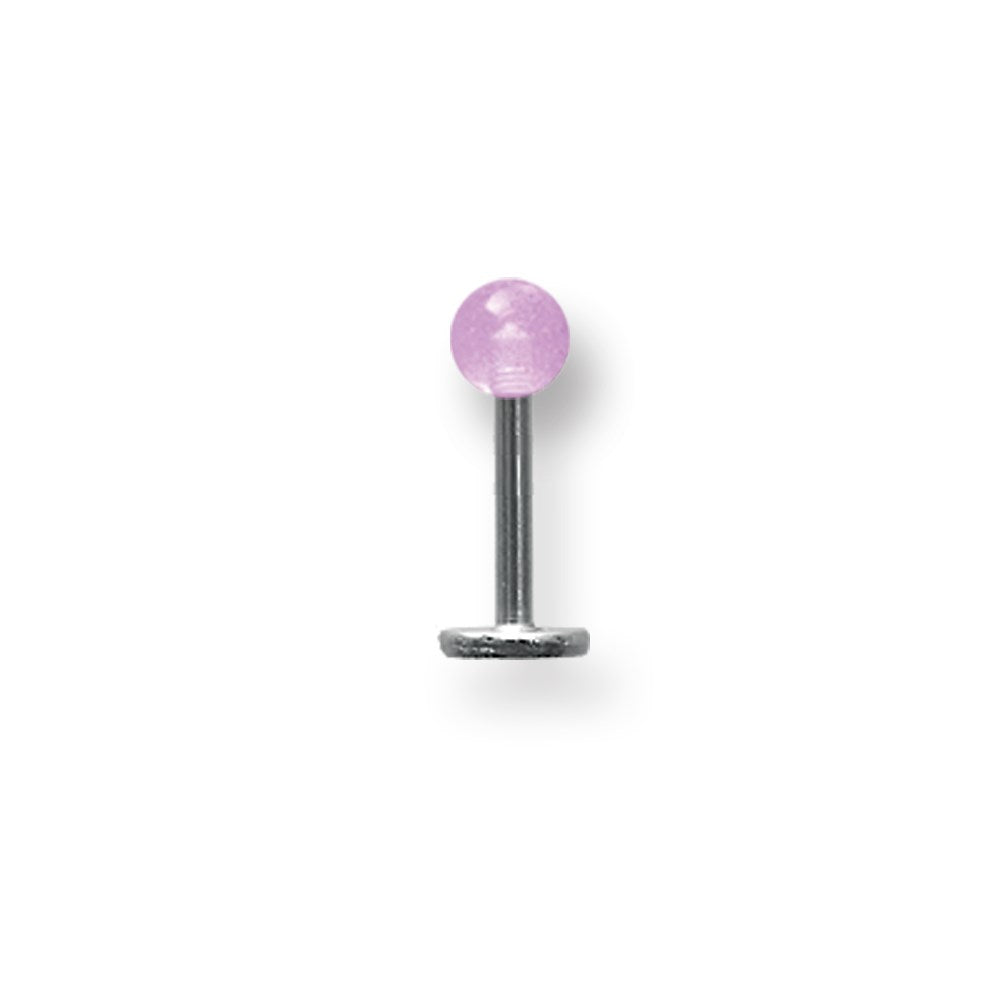 SGSS Labret w Thrd Glow Ball End 14G (1.6mm) 5/16 (8mm) Long w 4mm Ball