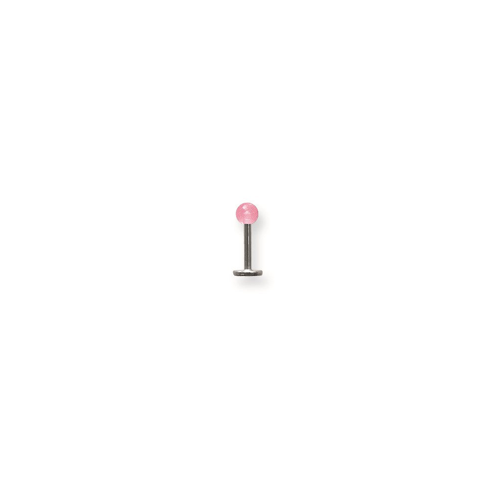 SGSS Labret w Thrd Glow Ball End 16G (1.3mm) 5/16 (8mm) Long w 4mm Glow