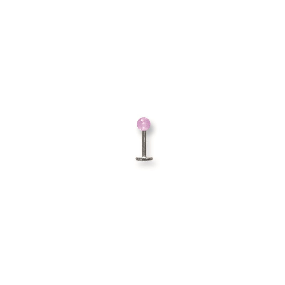 SGSS Labret w Thrd Glow Ball End 16G (1.3mm) 5/16 (8mm) Long w 4mm Glow