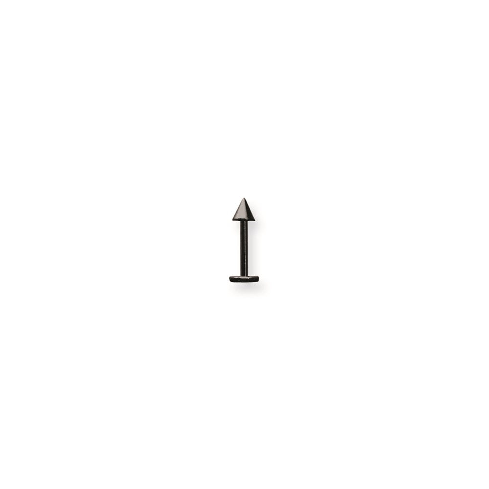 Plated SGSS Labret w Cones 16G (1.3mm) 3/8 (10mm) Long w 3mm Cone Black