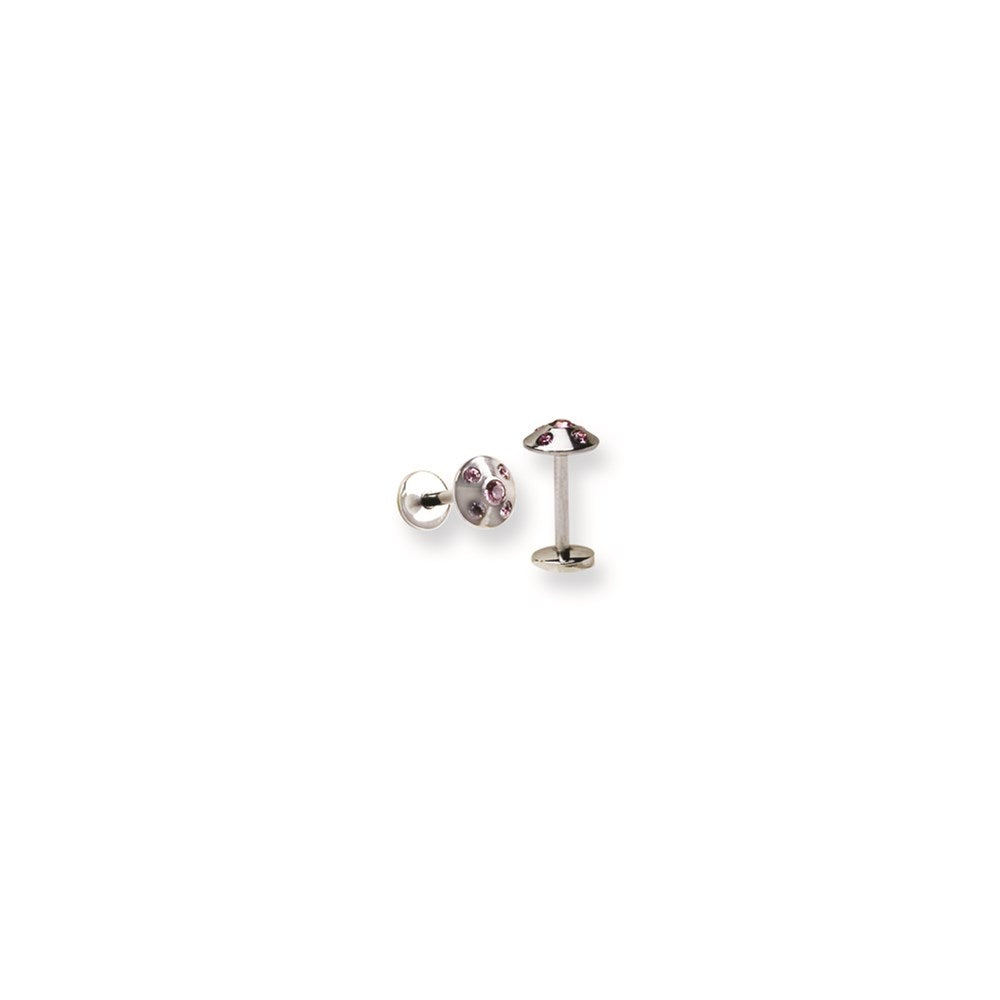 316L SRG GR SSTL 14G 5/16in.w/5mm 5-Pink CZs Cone Labret