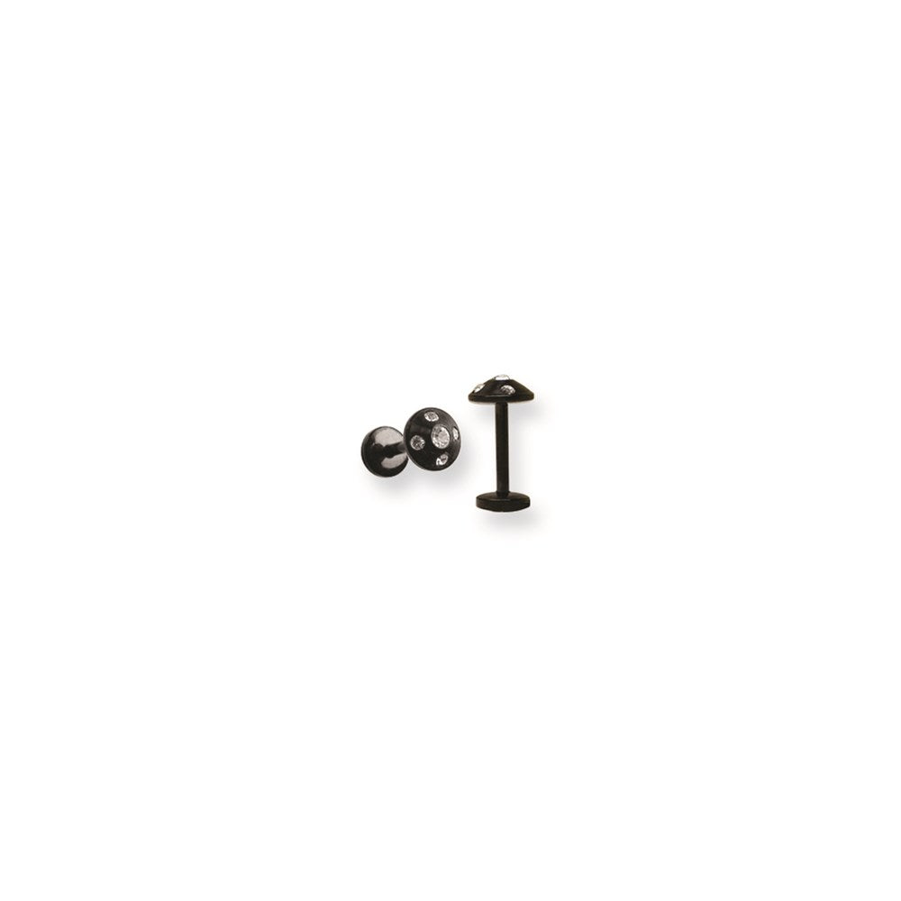 Plated Surgical Stainless Stl Labret w Gem Studded Cone 14G (1.6mm) 5/16