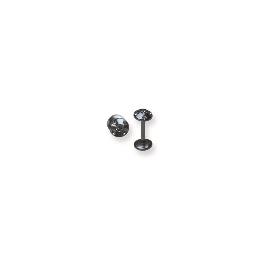 316L SRG GR SSTL 16G 5/16in.4mm 5-Clr CZs LtBlu Cone Labret