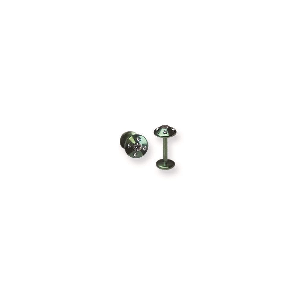 316L SRG GR SSTL 16G 5/16in.4mm 5-Clr CZs Green Cone Labret