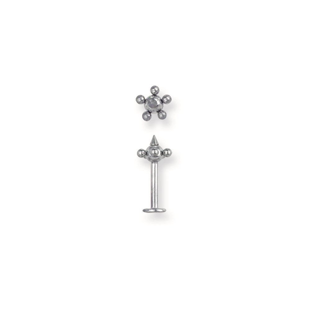 SGSS Labret w Balls & Cones 14G (1.6mm) 3/8 (10mm) Long w 4mm Central B