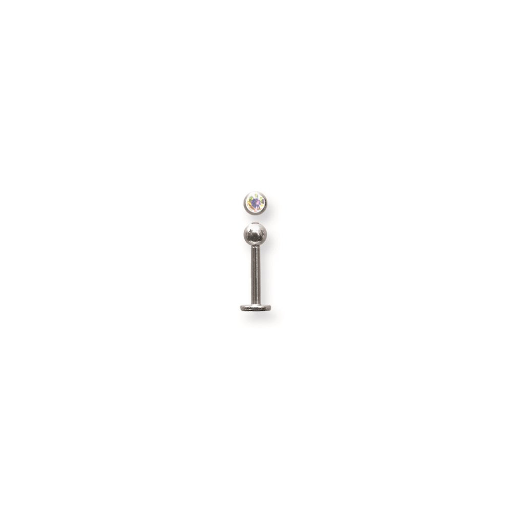 SGSS Labret w Gem Balls 14G (1.6mm) 3/8 (10mm) Long w 4mm gem ball end